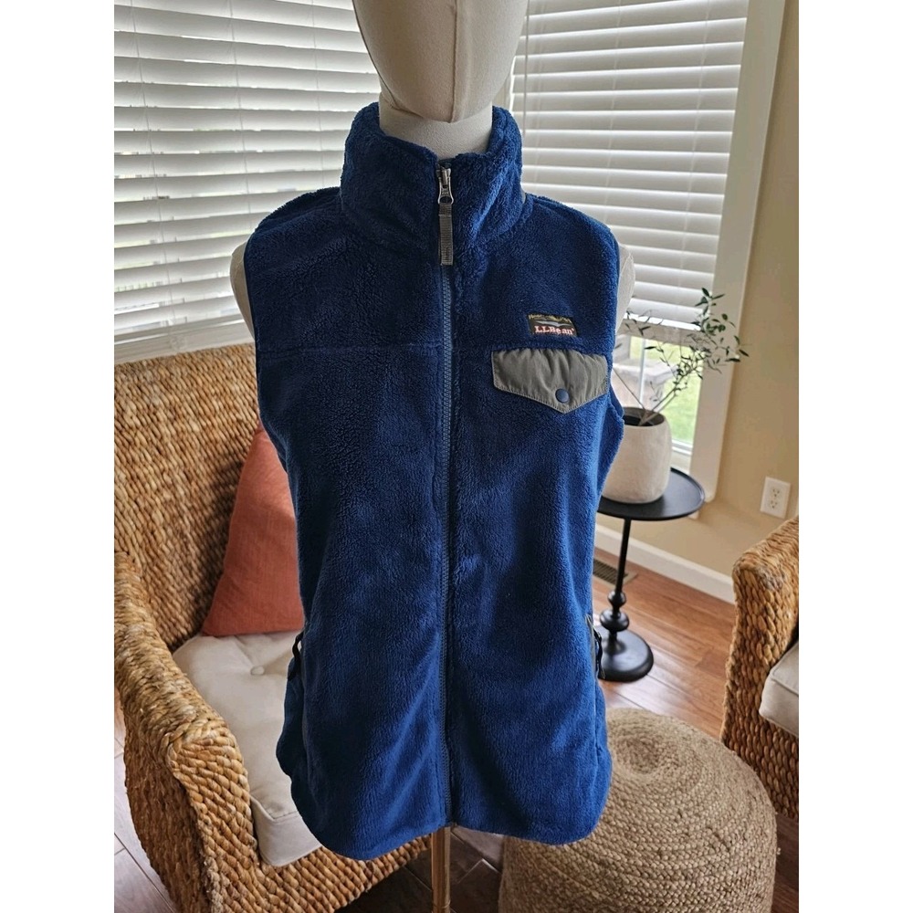 L.L Bean High Pile Fleece Vest Women's Size XS Blue Outdoors Hiking Pockets